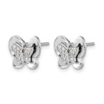 14k White Gold Diamond Butterfly Earrings - Image 2