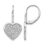 14k White Gold Diamond Fancy Heart Leverback Earrings