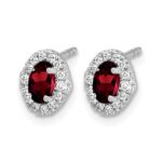 14k White Gold Diamond and Cabochon Garnet Earrings - Image 2
