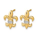 14k White Gold Diamond Fleur de Lis Post Earrings - Image 2