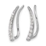 14k White Gold 1/6 carat Diamond Graduated Ear Climber Earrings - Image 2
