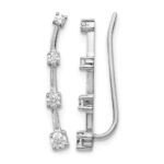 14k White Gold 1/3 carat Diamond Graduated 4-stone Ear Climber Earrings