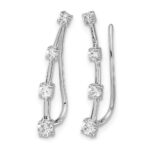 14k White Gold 1/3 carat Diamond Graduated 4-stone Ear Climber Earrings - Image 2