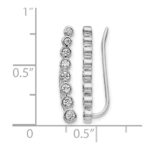10k White Gold Diamond Graduated Ear Climber Earrings - Image 4