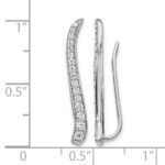 14k White Gold 1/2 carat Diamond Curved Ear Climber Earrings - Image 4