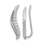 10k White Gold Diamond Wave Ear Climber Earrings