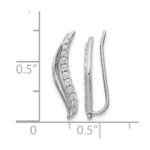 10k White Gold Diamond Wave Ear Climber Earrings - Image 4
