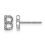 14k White Gold Diamond Initial B Post Earrings