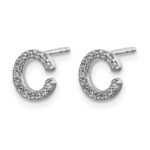 14k White Gold Diamond Initial C Post Earrings - Image 2