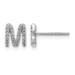 14k White Gold Diamond Initial M Post Earrings