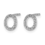 14k White Gold Diamond Initial O Post Earrings - Image 2