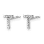 14k White Gold Diamond Initial T Post Earrings - Image 2