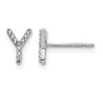 14k White Gold Diamond Initial Y Post Earrings