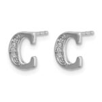 14k White Gold Diamond Initial C Post Earrings - Image 2