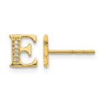 14k Diamond Initial E Post Earrings