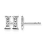 14k White Gold Diamond Initial H Post Earrings
