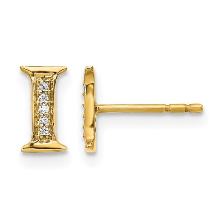 14k Diamond Initial I Post Earrings