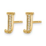 14k Diamond Initial J Post Earrings - Image 2