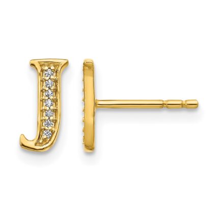 14k Diamond Initial J Post Earrings