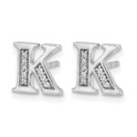 14k White Gold Diamond Initial K Post Earrings - Image 2