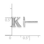 14k White Gold Diamond Initial K Post Earrings - Image 4