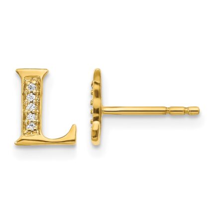 14k Diamond Initial L Post Earrings