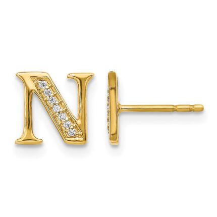 14k Diamond Initial N Post Earrings