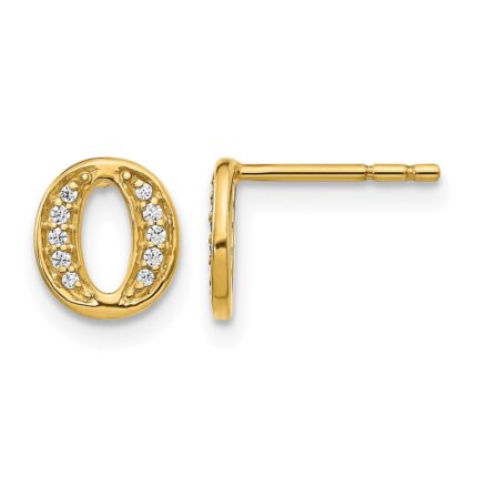 14k Diamond Initial O Post Earrings