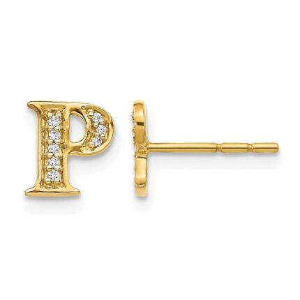 14k Diamond Initial P Post Earrings