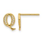 14k Diamond Initial Q Post Earrings