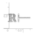 14k White Gold Diamond Initial R Post Earrings - Image 4
