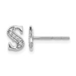 14k White Gold Diamond Initial S Post Earrings
