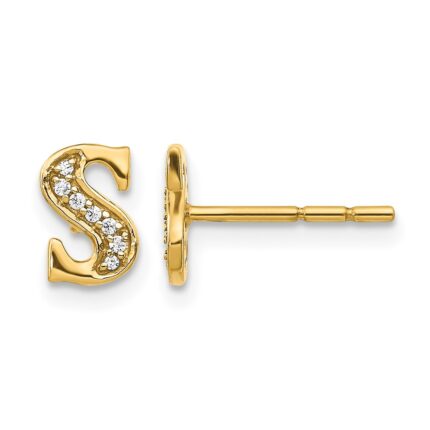 14k Diamond Initial S Post Earrings