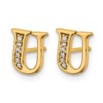 14k Diamond Initial U Post Earrings - Image 2