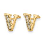 14k Diamond Initial V Post Earrings - Image 2