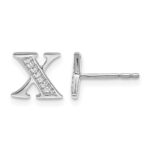 14k White Gold Diamond Initial X Post Earrings