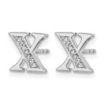 14k White Gold Diamond Initial X Post Earrings - Image 2