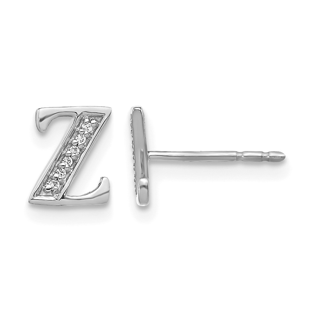 EM4170Z-004-WA.jpg 14k White Gold Diamond Initial Z Post Earrings - Image 1