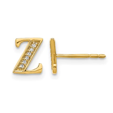 14k Diamond Initial Z Post Earrings