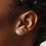 14k 1/4 carat Diamond 3-stone Triangle Post Earrings - Image 3