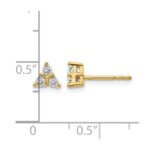 14k 1/4 carat Diamond 3-stone Triangle Post Earrings - Image 4
