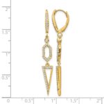 14k 1/2 carat Diamond Triangle Dangle Leverback Earrings - Image 4
