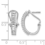 14k White Gold Baguette Diamond Omega Back Hoop Earrings - Image 4