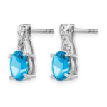 14k White Gold 7x5 Oval December/Blue Topaz and Diamond Earrings - Image 2