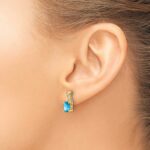 14k 7x5 Oval December/Blue Topaz and Diamond Post Earrings - Image 3