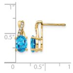 14k 7x5 Oval December/Blue Topaz and Diamond Post Earrings - Image 4