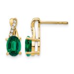 10k Created Emerald and Diamond Earrings