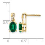 10k Created Emerald and Diamond Earrings - Image 4