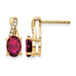 14k 7x5 Oval July/Lab Created Ruby and Diamond Post Earrings