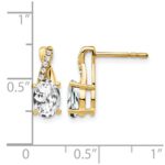 14k 7x5 Oval April/White Topaz and Diamond Post Earrings - Image 4